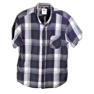 Levi's Button Front Shirt " Youth Size X-Large" Black Gray Plaid Red Tab